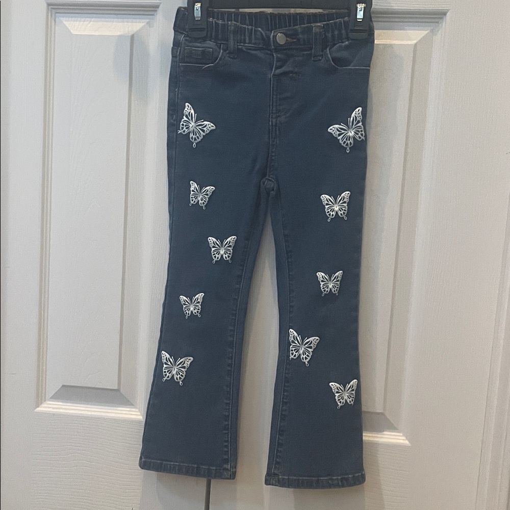 Butterfly Embroidered dark blue Jeans
